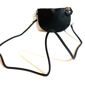 Zac posen Black mini Semi-Circular Crossbody Bag with Decorative Accent